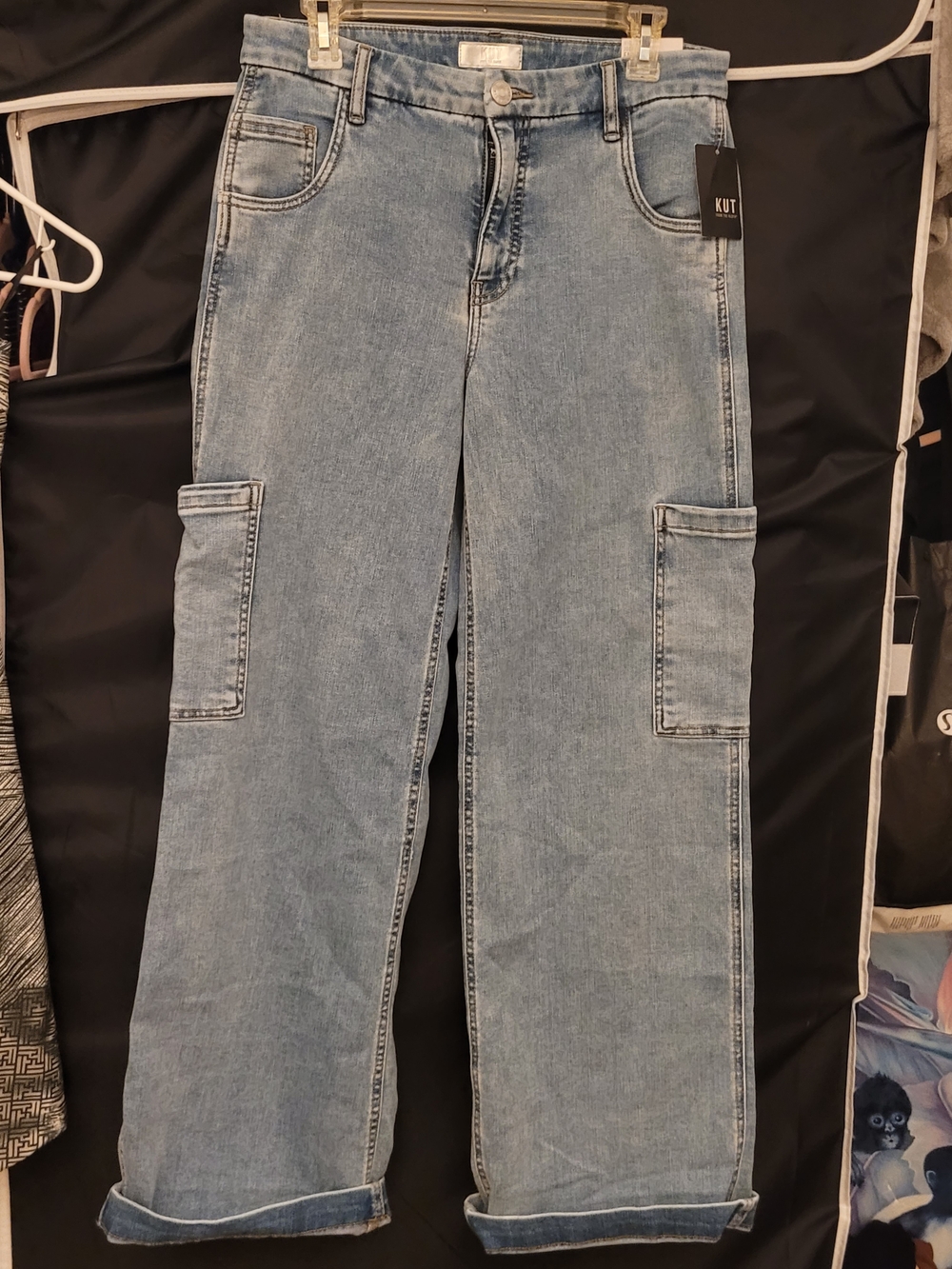 New TheKut from the Kloth Light Blue Wide-Leg Cargo Jeans for Women